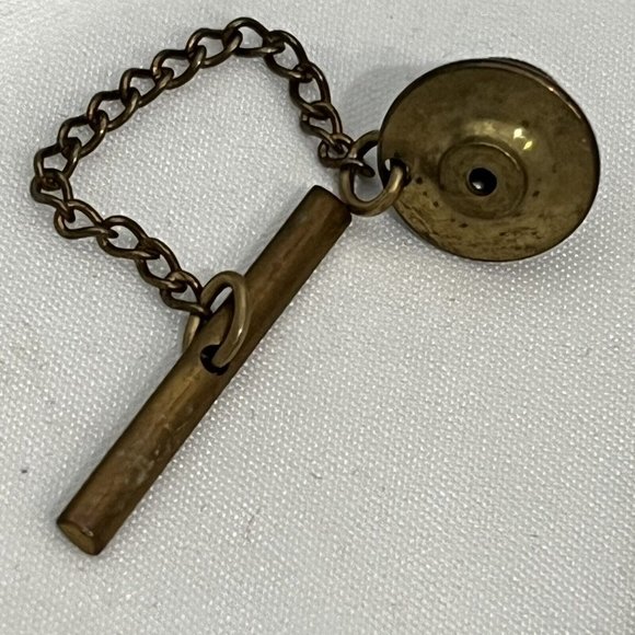 Vintage Gold Tone Winged Angel Tie Tack With Chain Guardian Angel Cherub - Picture 7 of 11